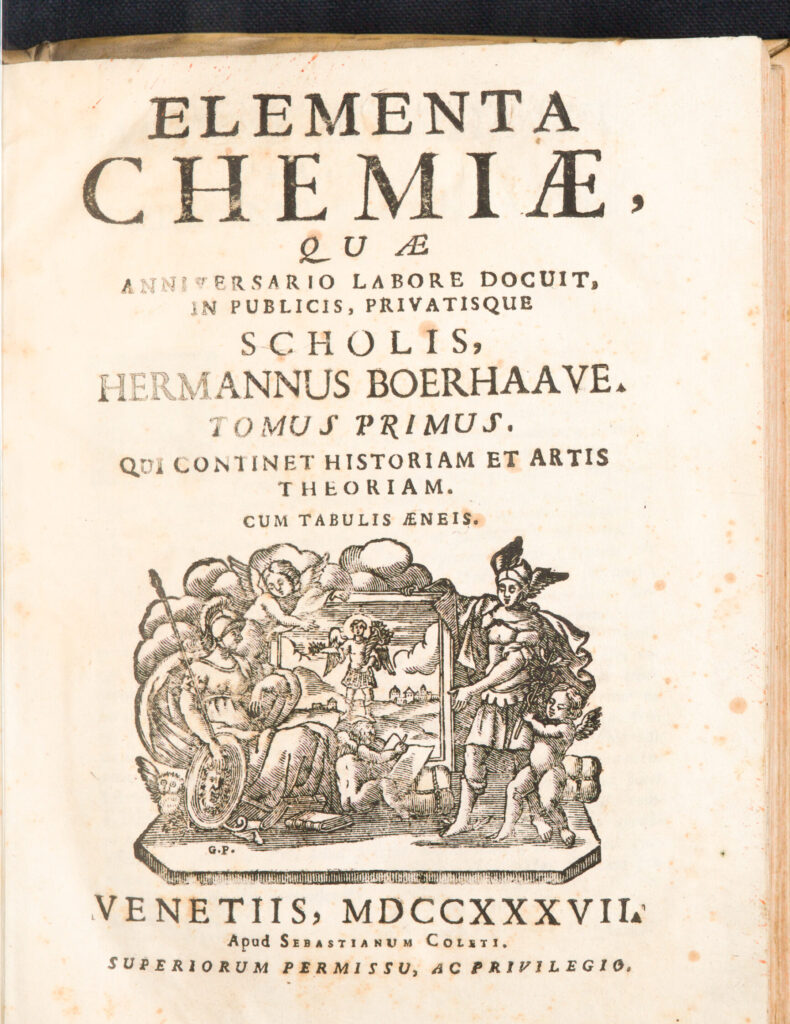 Frontespizio dell'opera Elementa Chemiae